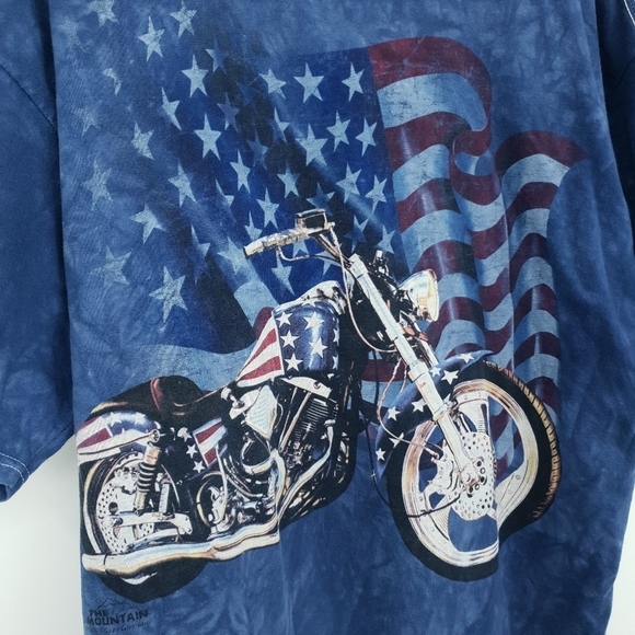 The Mountain Biker‎ Patriotic Motorcycle Men's 2XL USA Flag Greg Giordano Blue - Picture 3 of 10